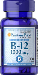 Puritan's Pride Timed Release B-12 bottle with gluten-free formula for easy daily use