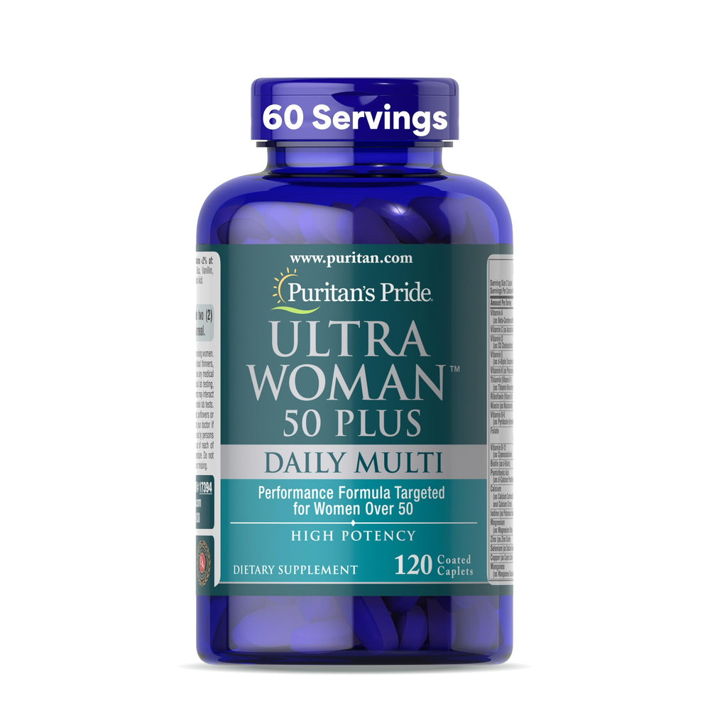 Puritan's Pride Ultra Woman 50 Plus bottle front for energy and healthy aging.