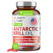 Purity Labs Antarctic Krill Oil softgel bottle for daily omega-3 intake