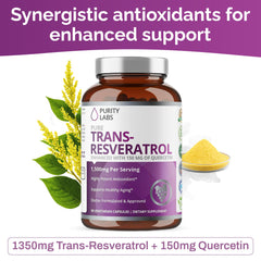Purity Labs Quercetin ingredient panel emphasizing enhanced cellular support.