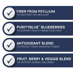 Purity Products Blueberry Detox in a glass with a refreshing blend