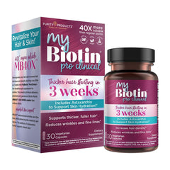Purity Products MyBiotin ProClinical bottle front view for hair and skin support.