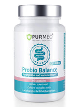 Purmeo Probiotics bottle showcasing Lab4 strains for balanced digestion.