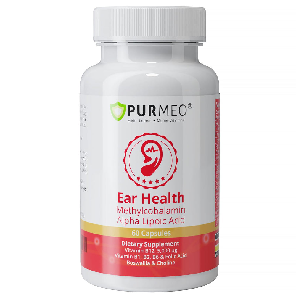Purmeo Tinnitus Relief bottle front view for 60-day ear health support