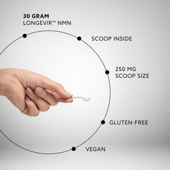 PuroVitalis NMN powder in Miron glass packaging preserves potency and freshness.