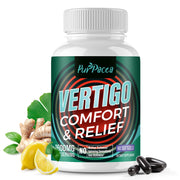 Purpacea liposomal vertigo bottle showing easy-to-take softgels for daily calm.