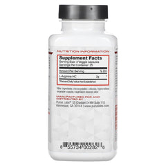 Purus Labs L-Arginine Active Amino Acid capsules close-up for potential muscle growth and recovery.