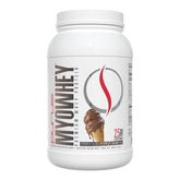 Purus Labs MyoWhey premium whey protein jar with chocolate ice cream flavor delivering 25 g protein per serving