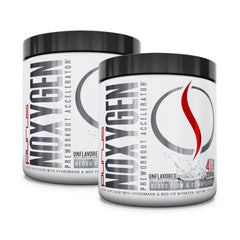 Purus Labs NOXYGEN powder in an unflavored bottle for workouts.