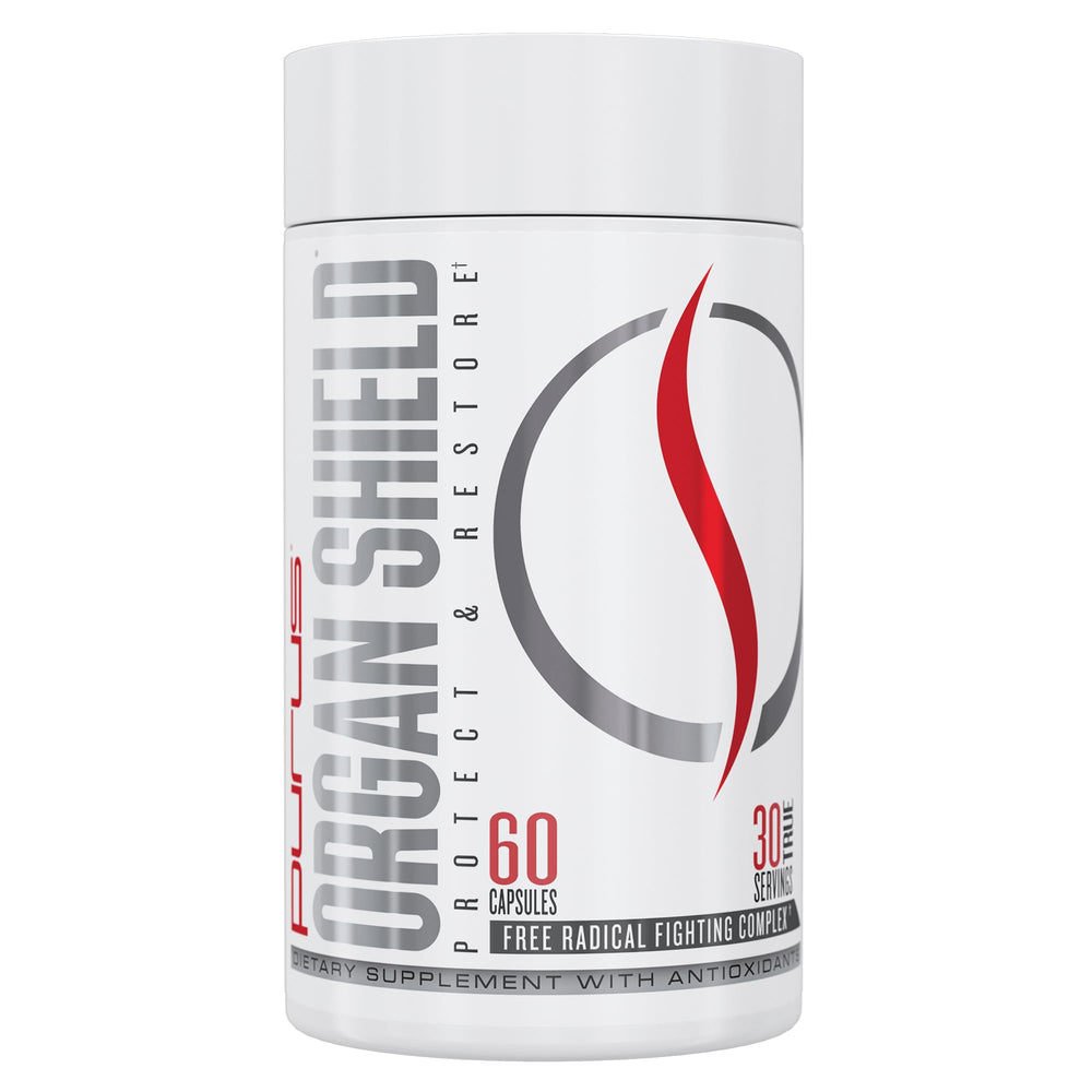Purus Labs Organ Shield bottle front view highlighting plant-based antioxidant support