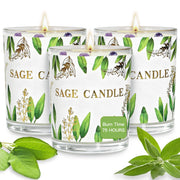 PVUELE Sage Candle 3-pack with earthy sage aroma for cleansing spaces
