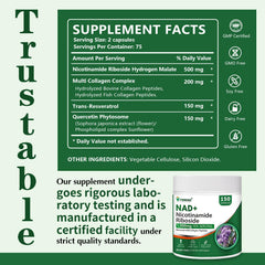 PWERD NAD+ Trans-Resveratrol bottle label showing NR and resveratrol ingredients
