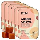 PYM Health Berry Mood Chews front view highlighting berry flavor and daily stress support.