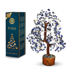 Pyor Lapis Lazuli crystal tree base enhances positive energy on your desk