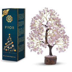 PYOR Rose Quartz Money Tree branch detail enhances calm, elegant space