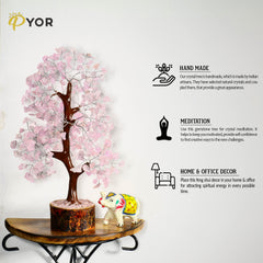 PYOR Rose Quartz Tree crystals close-up highlighting pink stones