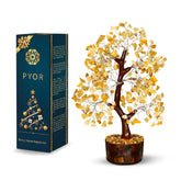 PYOR Yellow Aventurine crystal tree of life on display, enhancing space with warm energy