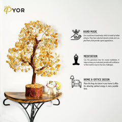 PYOR Yellow Aventurine Crystal Tree, side view, adds balanced energy to your space.