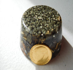 Pyrite orgone energy accumulator gift pack is ready for gifting.