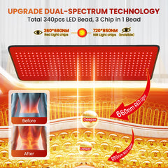 PZJDSR mat features 660nm red and 850nm IR LEDs for deep comfort