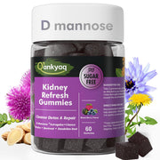 Q'ankyaq D Mannose Gummies packaging highlighting vegan sugar-free formula