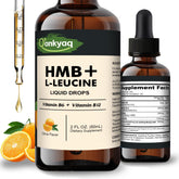 Q'ankyaq Leucine HMB liquid bottle ready for precise dosing and fast absorption.