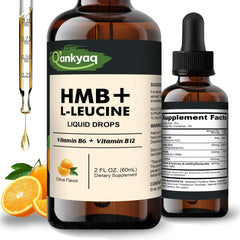 Q'ankyaq Leucine HMB liquid bottle ready for precise dosing and fast absorption.