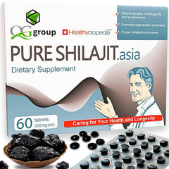 QG Group natural pure Shilajit tablets bottle for convenient daily use.