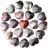 QINJIEJIE African Bloodstone Heart Stone set for pocket meditation and balance.