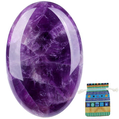 QINJIEJIE amethyst palm stone side view for calming focus and balance.