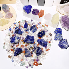 QINJIEJIE blue sodalite rough stones perfect for tumbling, wire wrapping, and crafts.