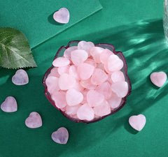 QINJIEJIE: corazones miniatura de cuarzo rosa para yoga y relajación.