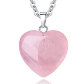 QINJIEJIE Rose Quartz heart pendant full view showing natural color and shape