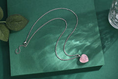 QINJIEJIE Rose Quartz heart pendant packaging ready for gifting