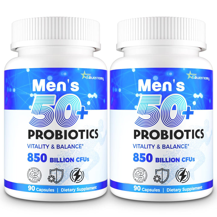 QIVERNAMY Probiotics for Men 50+ bottle shown for daily wellness