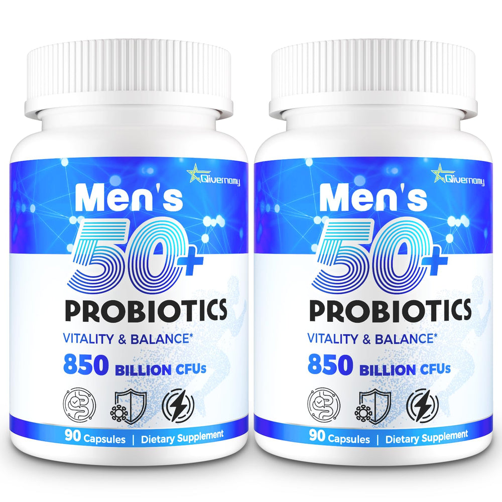QIVERNAMY Probiotics for Men 50+ bottle shown for daily wellness