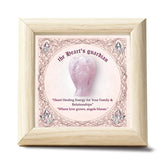 QIZHXPC rose quartz angel framed in oak for calm energy