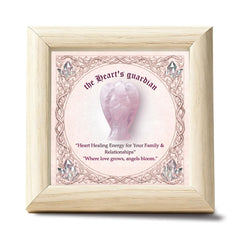 QIZHXPC rose quartz angel framed in oak for calm energy