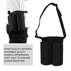 Qkiss waist massage bottle holder shown on a therapist's belt for easy access.