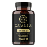 Qualia Mind bottle closeup highlighting focus-boosting blend