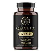 Qualia Mind bottle on desk promoting daily focus and productivity