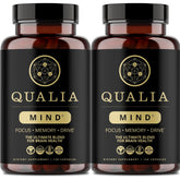 Qualia Mind capsules close-up showing premium nootropic for sharper focus and sustained energy.