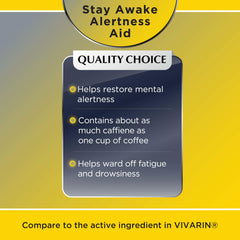 Quality Choice Stay Awake bottle open with tablets inside.
