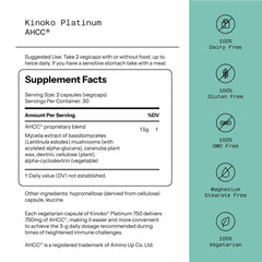 Quality of Life Kinoko Platinum AHCC capsules for daily immune health routine.