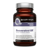 Quality of Life Resveratrol SR bottle front with potential anti-aging support.