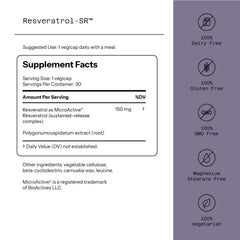 Quality of Life Resveratrol SR bottle side highlighting MicroActive release.