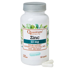 Quantum Health Zinc Gluconate 22mg bottle front supports daily immune wellness