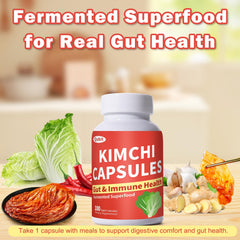 QUBIT Kimchi Capsules closeup highlights compact daily pills.