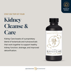 Quicksilver Kidney Care bottle pour demonstrating easy daily dosing with water