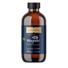 Quicksilver Liposomal Magtein bottle pour demonstrates fast absorption for daily brain support.